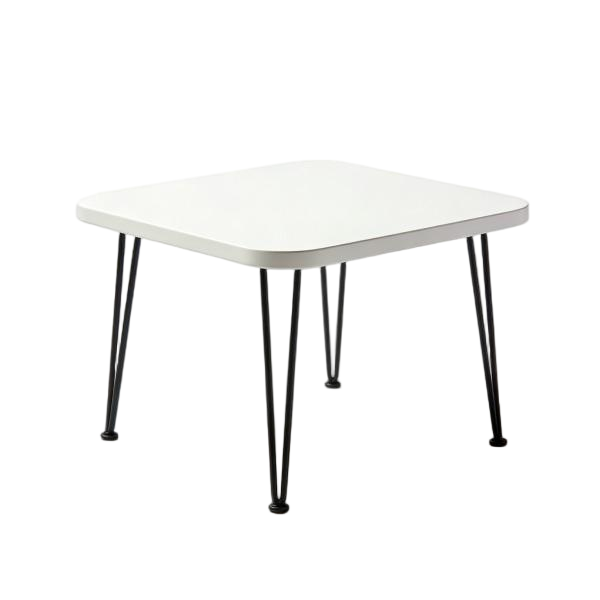 Mid-Century White Hairpin Leg Side Table