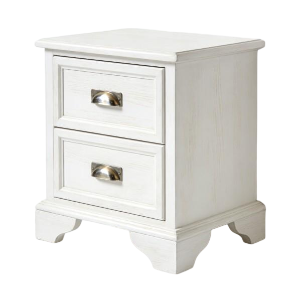 Vintage White 2-Drawer Nightstand