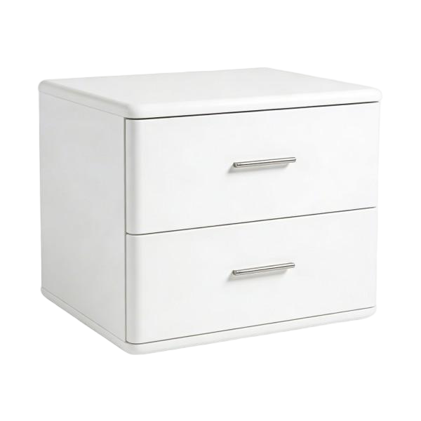 High-Gloss White 2-Drawer Nightstand