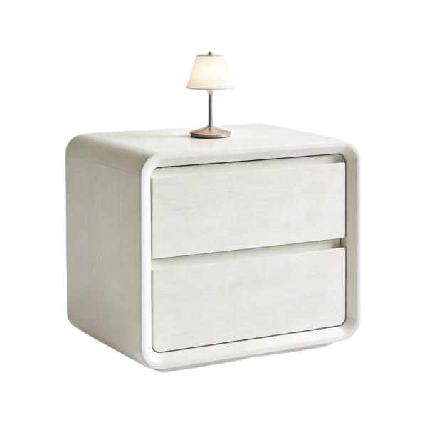 Soft White 2-Drawer Rounded Nightstand